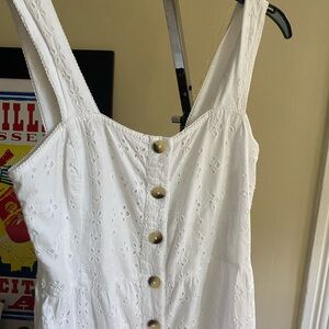 Hush UK white cotton long eyelet dress with pockets 6/M